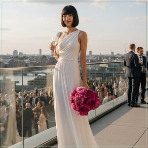 $4200 Temperley London Grecian Goddess Draped, Ruched Runway Gown